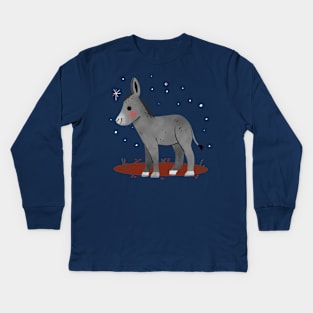 Donkey Painting Hand Drawn Kids Long Sleeve T-Shirt